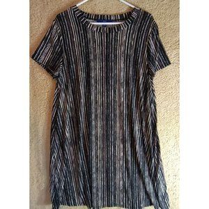 Apt. 9 Women's Size XL Textured Striped Stretchy Short Sleeve Dress With Pockets